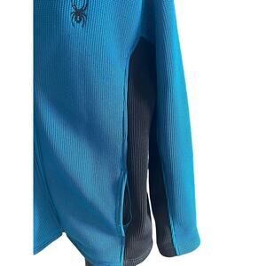 Spyder Mens Heavy Weight Full Zip Blue/Black Sweater Coat Jacket XL Boulder CO